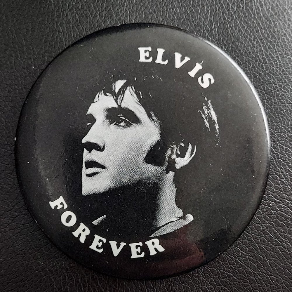 Pin Elvis Forever Vintage Button Pinback 3 " - Picture 4 of 7